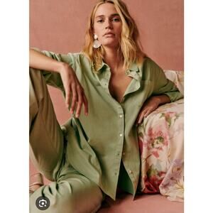 Sezane Green Button Down Shirt